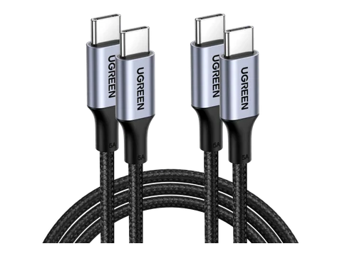 UGREEN 70427P two-pack of 3.3ft USB-C to USB-C power cables, showing four USB-C ends